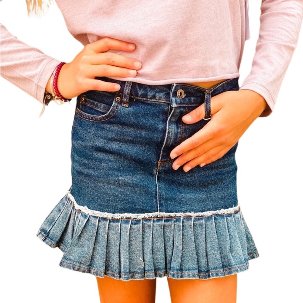 NWT TRACTR GIRLS INDIGO PLEAT SKIRT